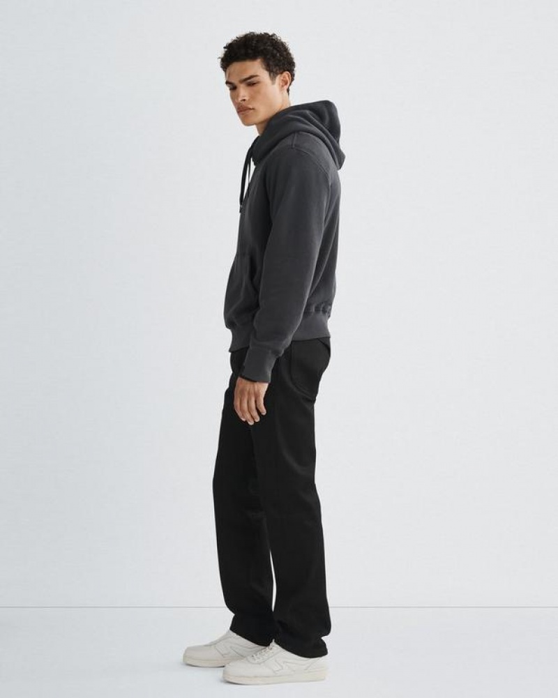 Men's Rag & Bone Damon Vintage Terry Hoodie Relaxed Fit Sweatshirts Black | 931QYCDPB