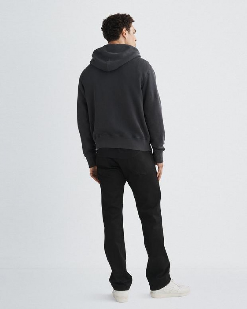 Men's Rag & Bone Damon Vintage Terry Hoodie Relaxed Fit Sweatshirts Black | 931QYCDPB