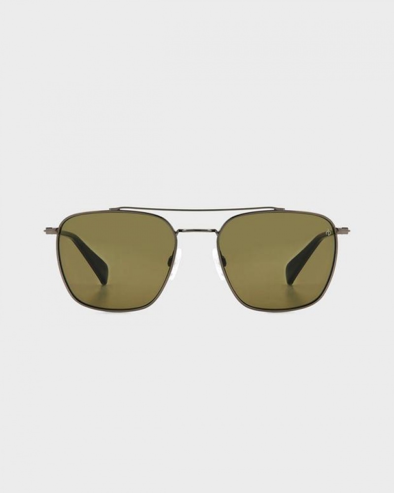 Men's Rag & Bone Dayton Square Sunglasses Grey Khaki | 061MZUDAL