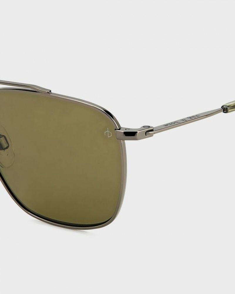 Men's Rag & Bone Dayton Square Sunglasses Grey Khaki | 061MZUDAL