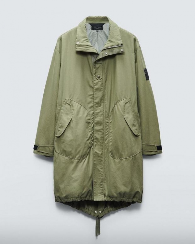 Men's Rag & Bone Falcon Cotton Nylon Parka Relaxed Fit Jackets Lichen | 186DXJKVZ