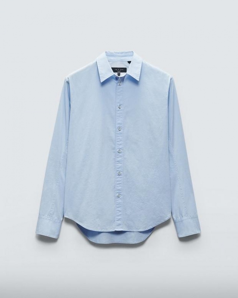 Men's Rag & Bone Fit 1 Cotton Poplin Zac Slim Fit Shirts Blue | 472TCHSVE