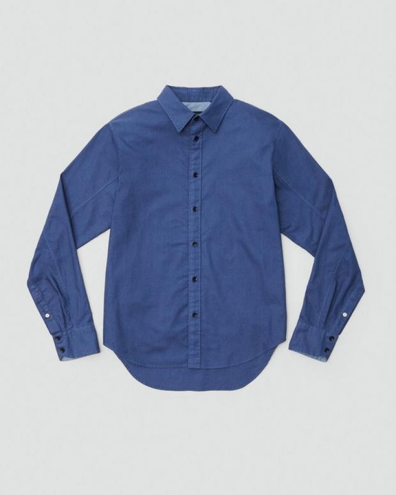 Men's Rag & Bone Fit 2 Engineered Cotton Oxford Relaxed Fit Button Down Shirts Indigo | 638LFBOIS