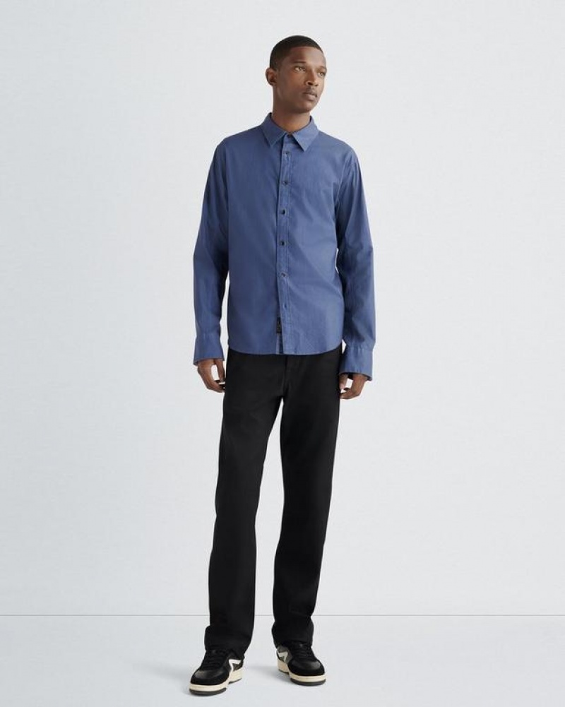 Men's Rag & Bone Fit 2 Engineered Cotton Oxford Relaxed Fit Button Down Shirts Indigo | 638LFBOIS