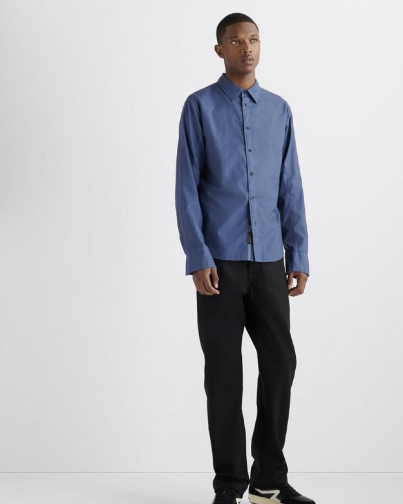 Men's Rag & Bone Fit 2 Engineered Cotton Oxford Relaxed Fit Button Down Shirts Indigo | 638LFBOIS