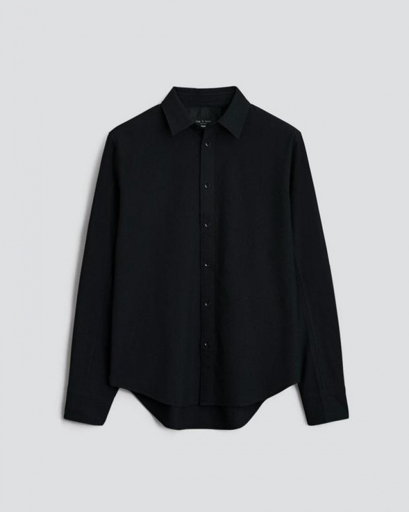 Men's Rag & Bone Fit 2 Engineered Cotton Oxford Slim Fit Shirts Black | 918ZYVERJ