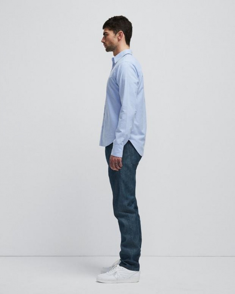 Men's Rag & Bone Fit 2 Engineered Cotton Oxford Slim Fit Shirts Blue | 760BCDPUW