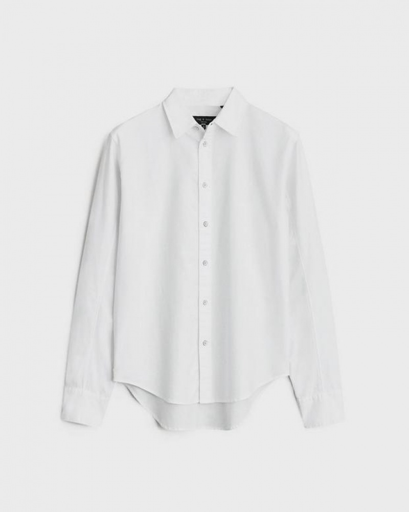 Men's Rag & Bone Fit 2 Engineered Cotton Oxford Slim Fit Shirts White | 795ADZTQO