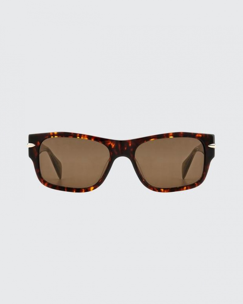 Men's Rag & Bone Fleetwood Square Sunglasses Havana | 748KQPXYA