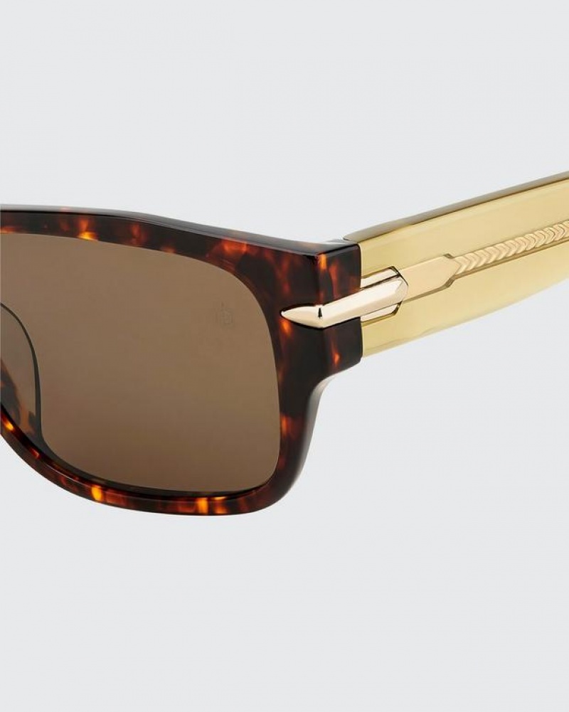 Men's Rag & Bone Fleetwood Square Sunglasses Havana | 748KQPXYA