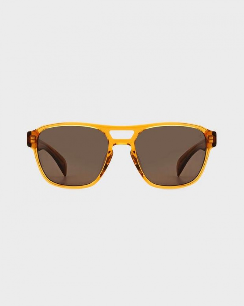 Men's Rag & Bone Flint Square Sunglasses Brown Orange | 126SOZAHP