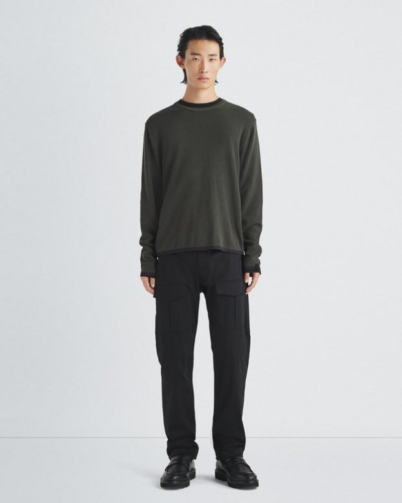 Men's Rag & Bone Harvey Cotton Crew Classic Fit Sweaters Grey Green | 342MATPDY