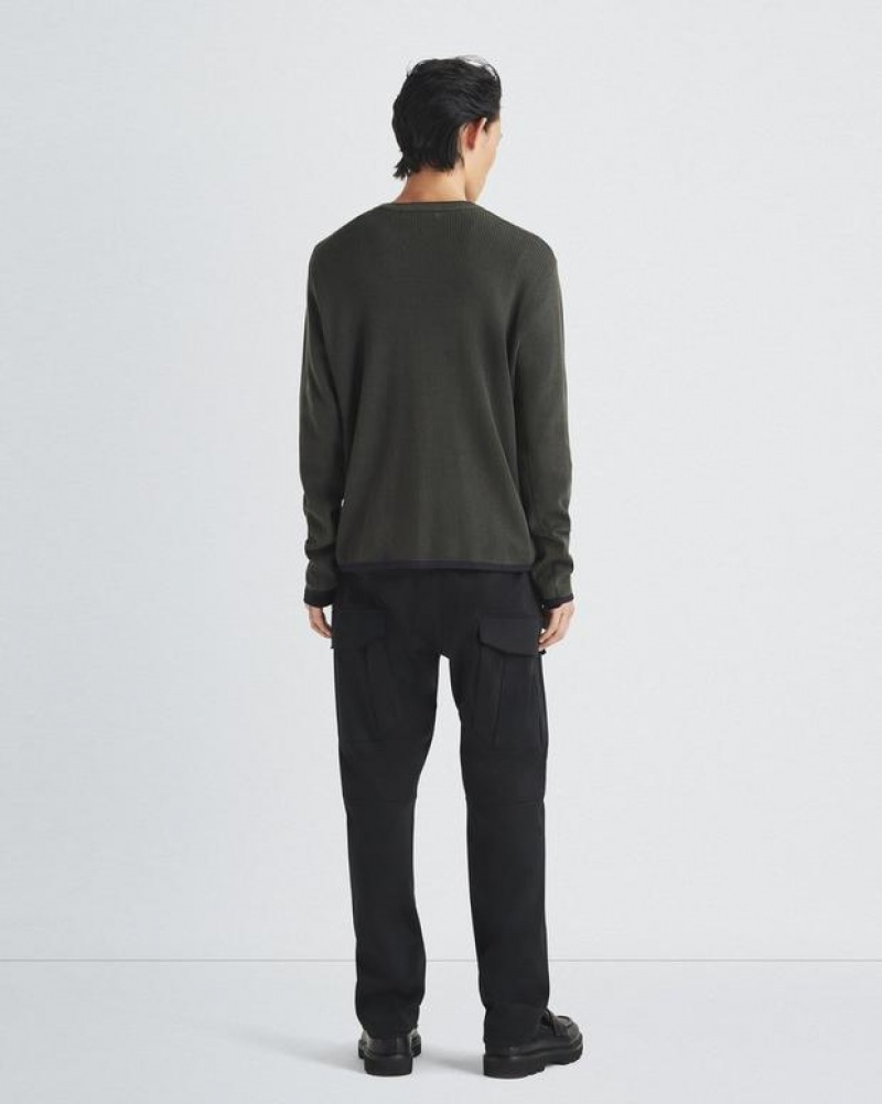 Men's Rag & Bone Harvey Cotton Crew Classic Fit Sweaters Grey Green | 342MATPDY