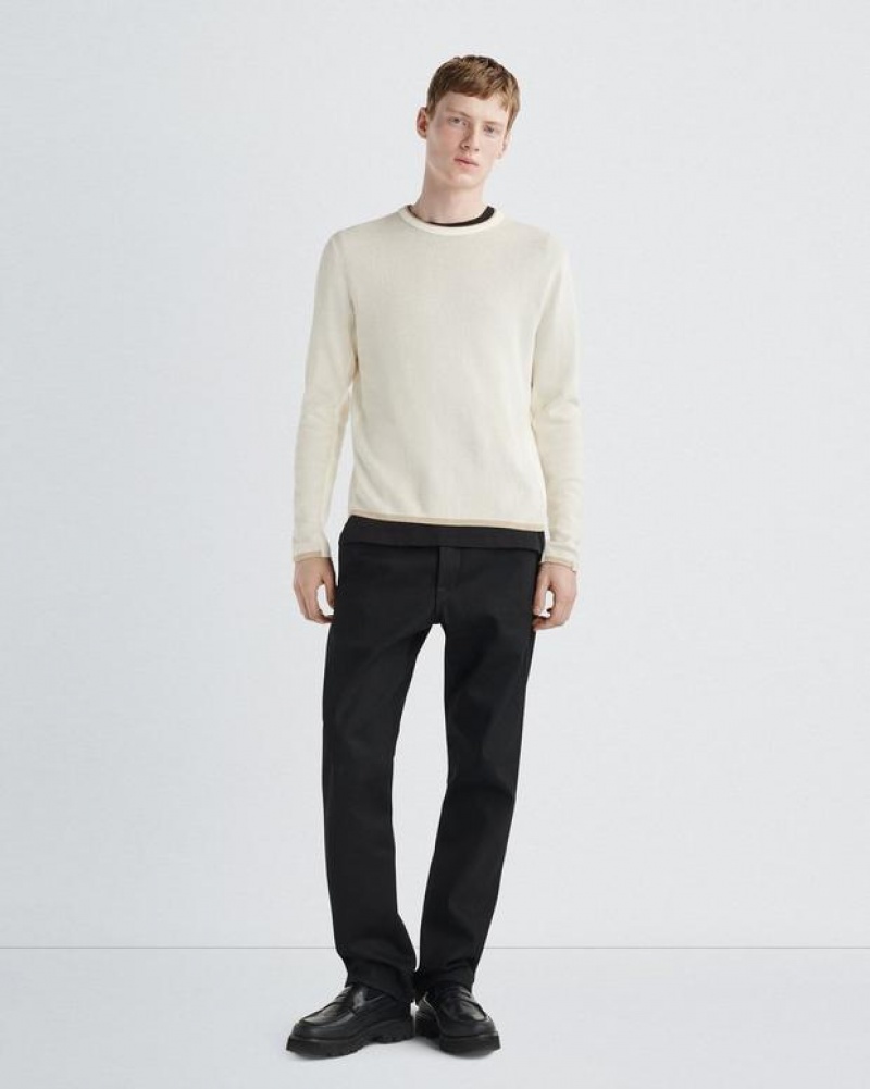 Men's Rag & Bone Harvey Cotton Crew Classic Fit Sweaters White | 164KHGXCQ