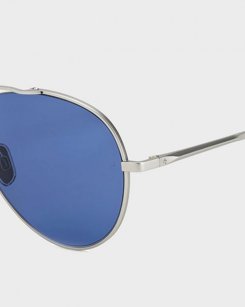 Men's Rag & Bone Hazel Aviator Sunglasses Grey | 429SQFUWP