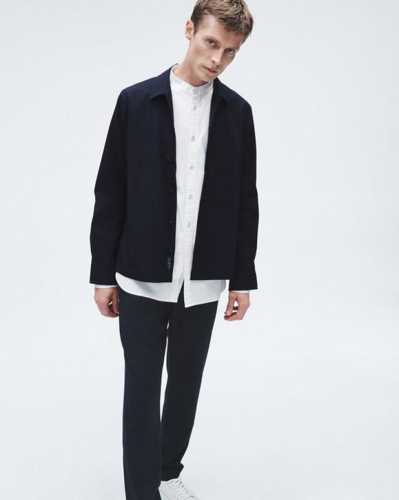 Men's Rag & Bone Hyde Tropical Wool Relaxed Fit Jackets Navy | 583OSCPML