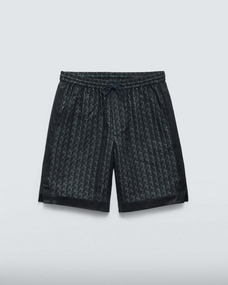 Men's Rag & Bone Irving Jacquard Relaxed Fit Shorts Navy | 794MDFOTI