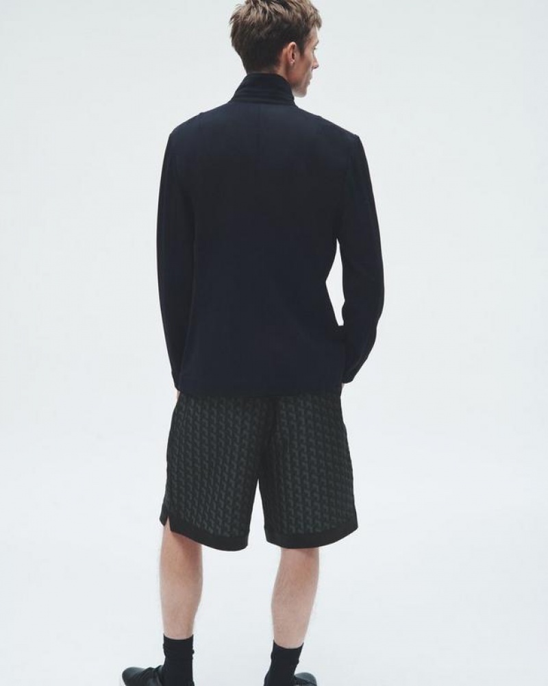 Men's Rag & Bone Irving Jacquard Relaxed Fit Shorts Navy | 794MDFOTI