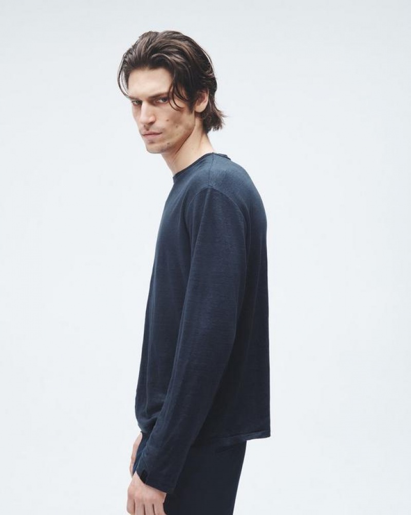 Men's Rag & Bone Kerwin Long Sleeve Tee Linen T-Shirt Salute | 396UZNARJ