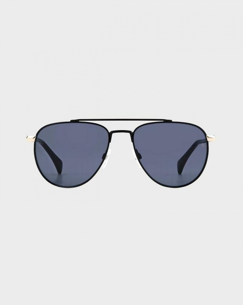 Men's Rag & Bone Lana Aviator Sunglasses Black | 483VIAOZR