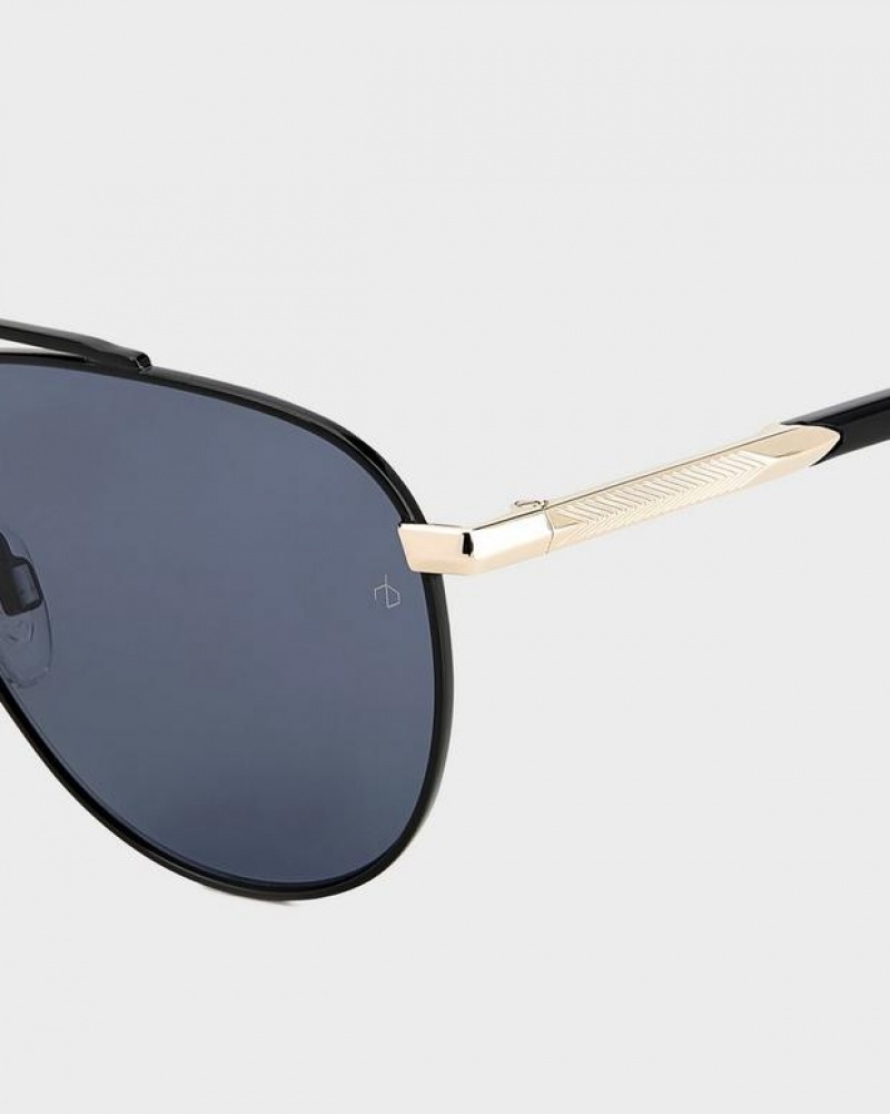 Men's Rag & Bone Lana Aviator Sunglasses Black | 483VIAOZR