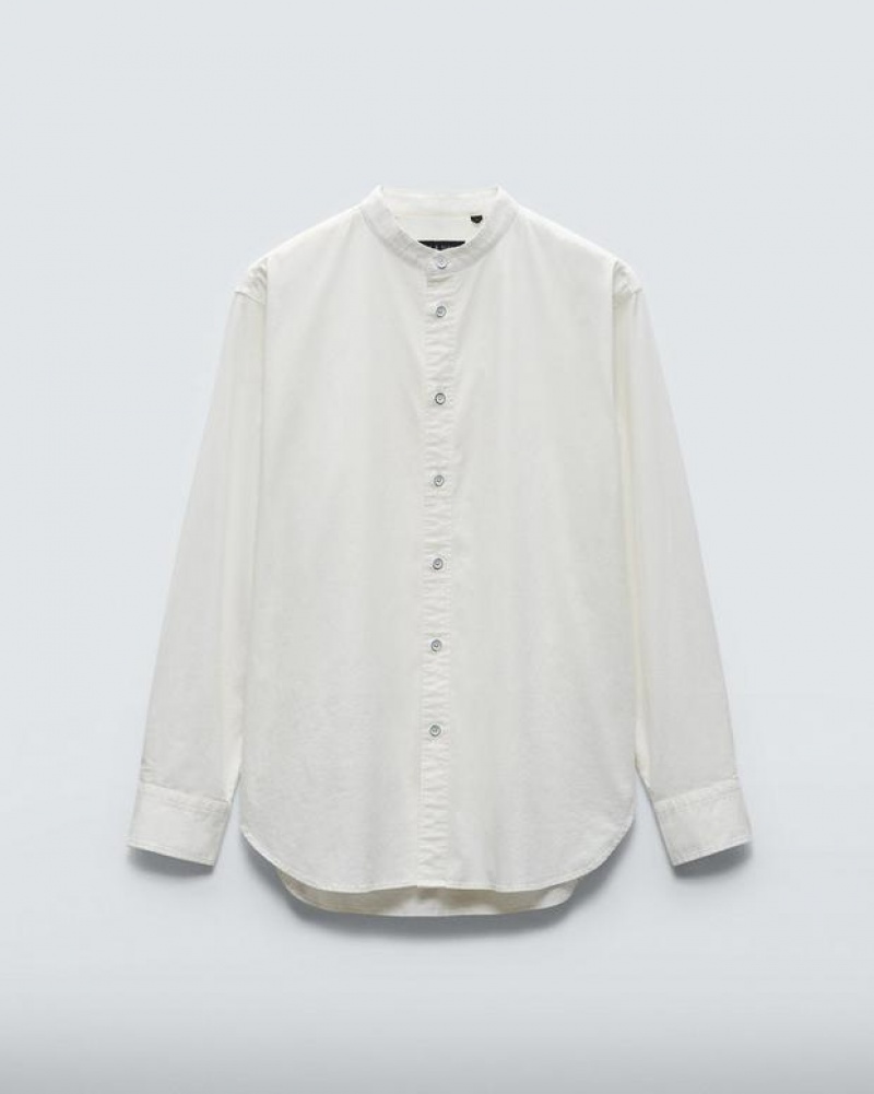 Men's Rag & Bone Landon Cotton Poplin Relaxed Fit Button Down Shirts Marshmallow | 507LBPMQD