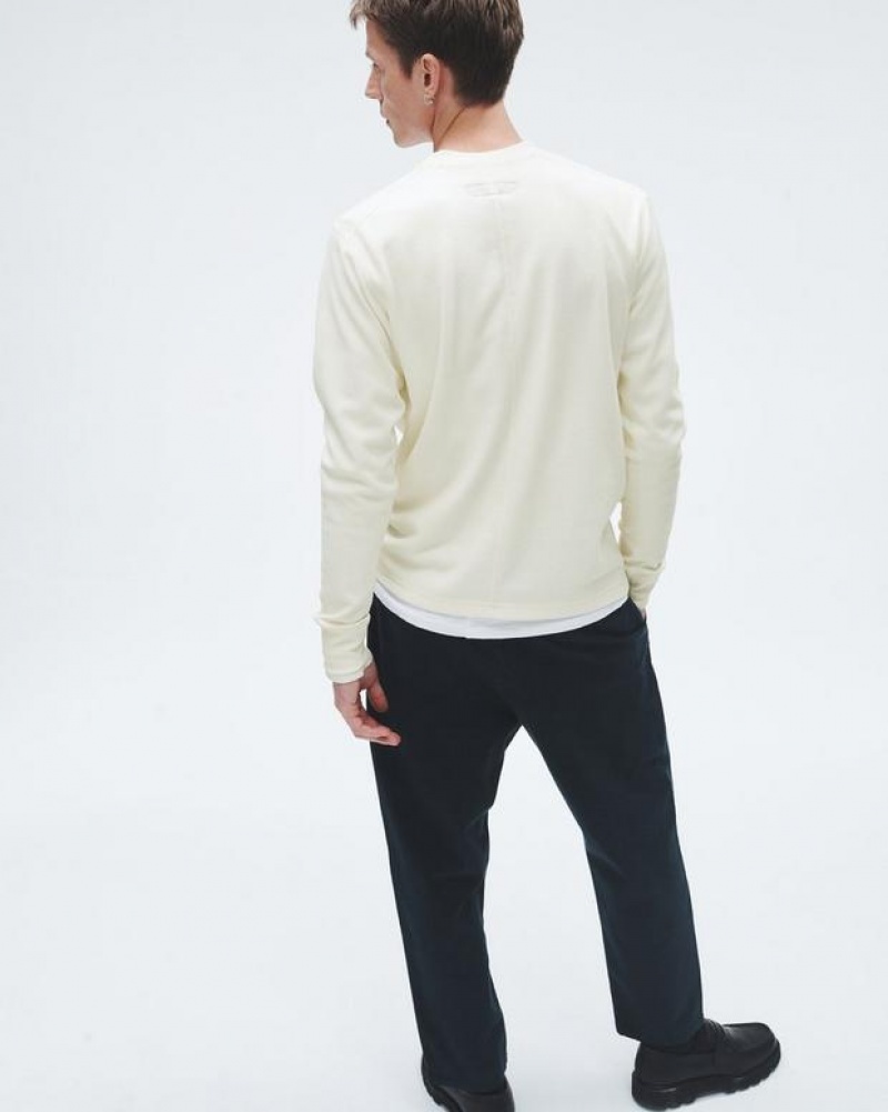 Men's Rag & Bone Lightweight Waffle Henley Cotton T-Shirt White | 026AMSUFH