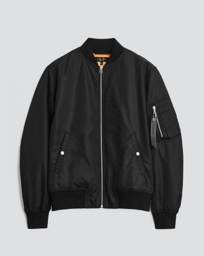 Men's Rag & Bone Manston Recycled Nylon Bomber Classic Fit Jackets Black | 657NAFKDX