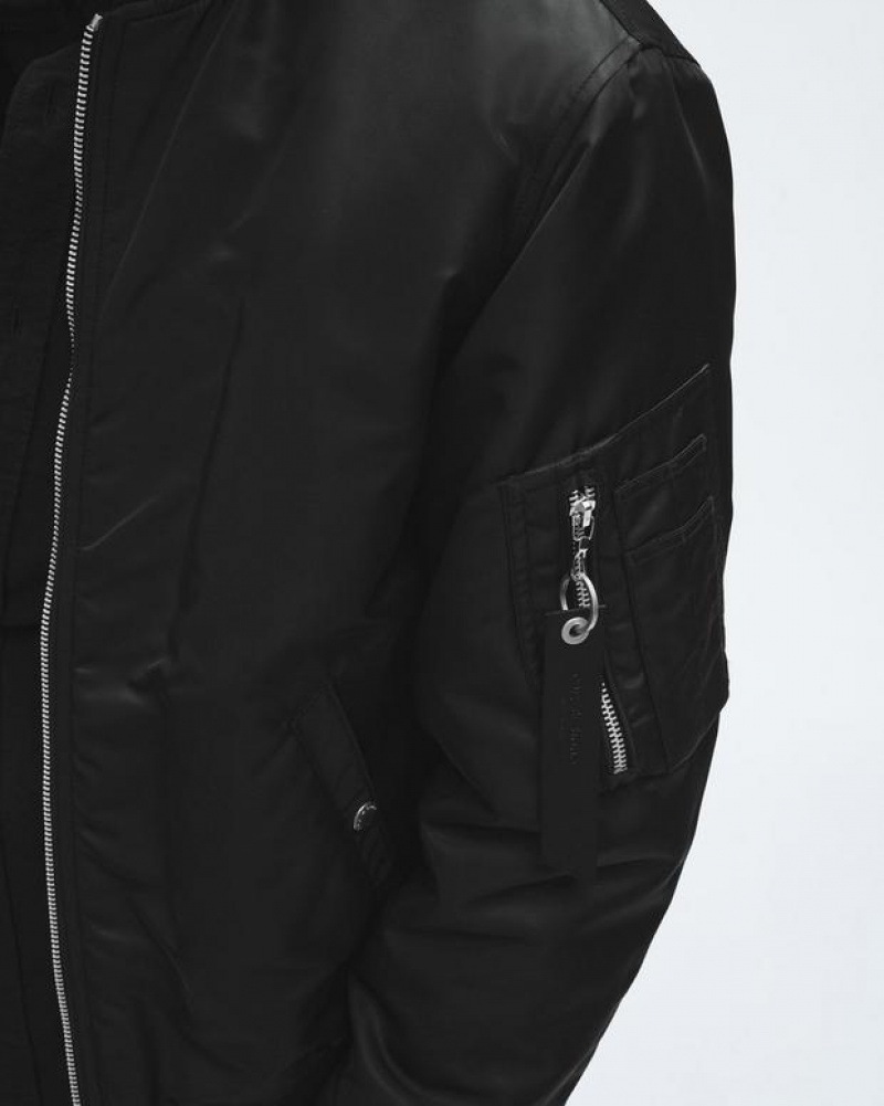 Men's Rag & Bone Manston Recycled Nylon Bomber Classic Fit Jackets Black | 657NAFKDX