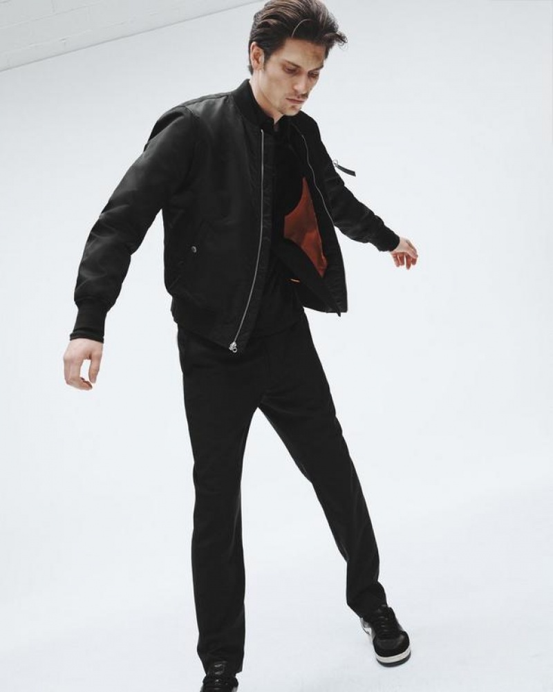 Men's Rag & Bone Manston Recycled Nylon Bomber Classic Fit Jackets Black | 657NAFKDX