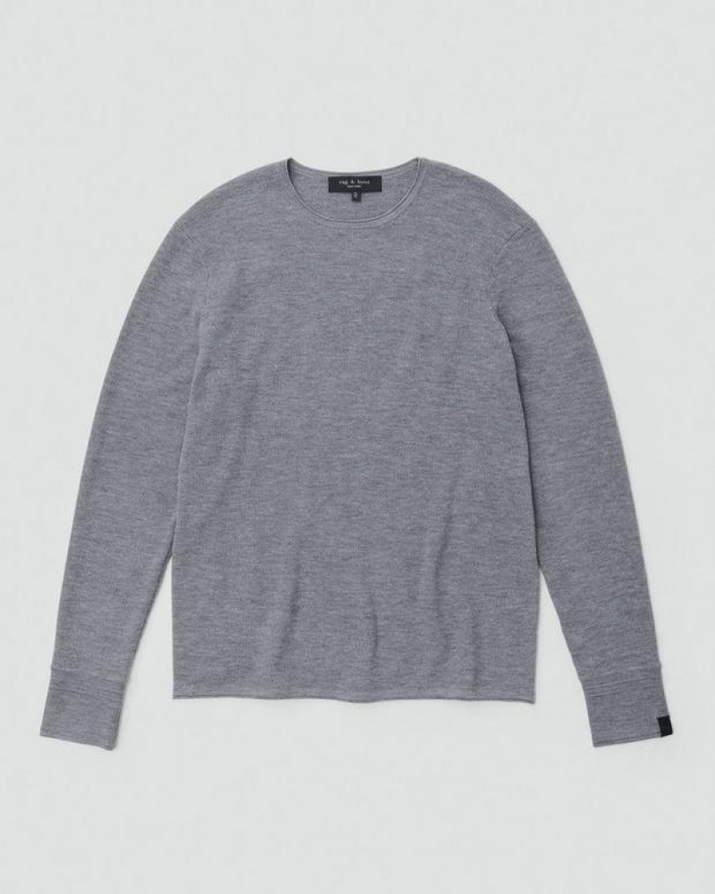 Men's Rag & Bone Martin Merino Crew Classic Fit Sweaters Grey | 734VRDYGJ