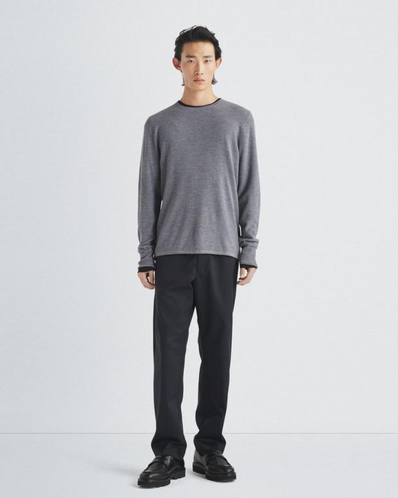 Men's Rag & Bone Martin Merino Crew Classic Fit Sweaters Grey | 734VRDYGJ