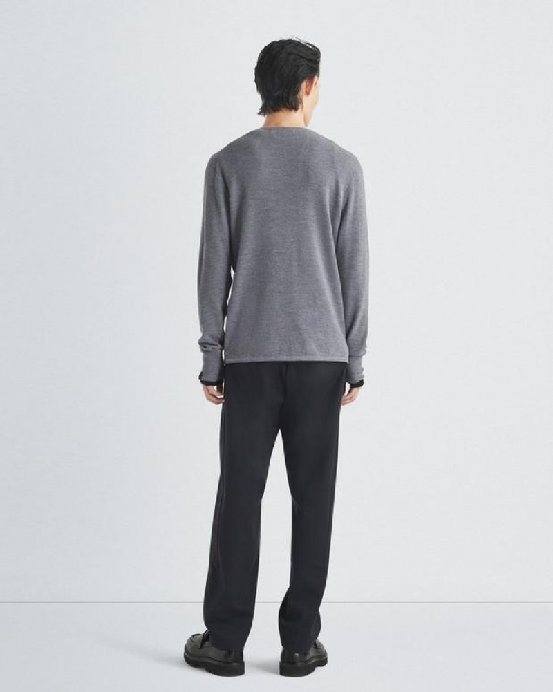 Men's Rag & Bone Martin Merino Crew Classic Fit Sweaters Grey | 734VRDYGJ