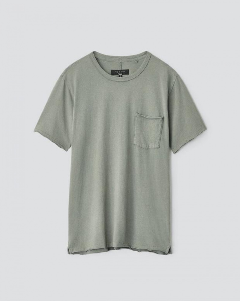 Men's Rag & Bone Miles Principal Jersey Tee Cotton T-Shirt Blue Grey | 795VIBGPO