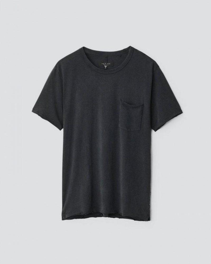 Men's Rag & Bone Miles Principal Jersey Tee Cotton T-Shirt Dark Grey | 203DQCGRX