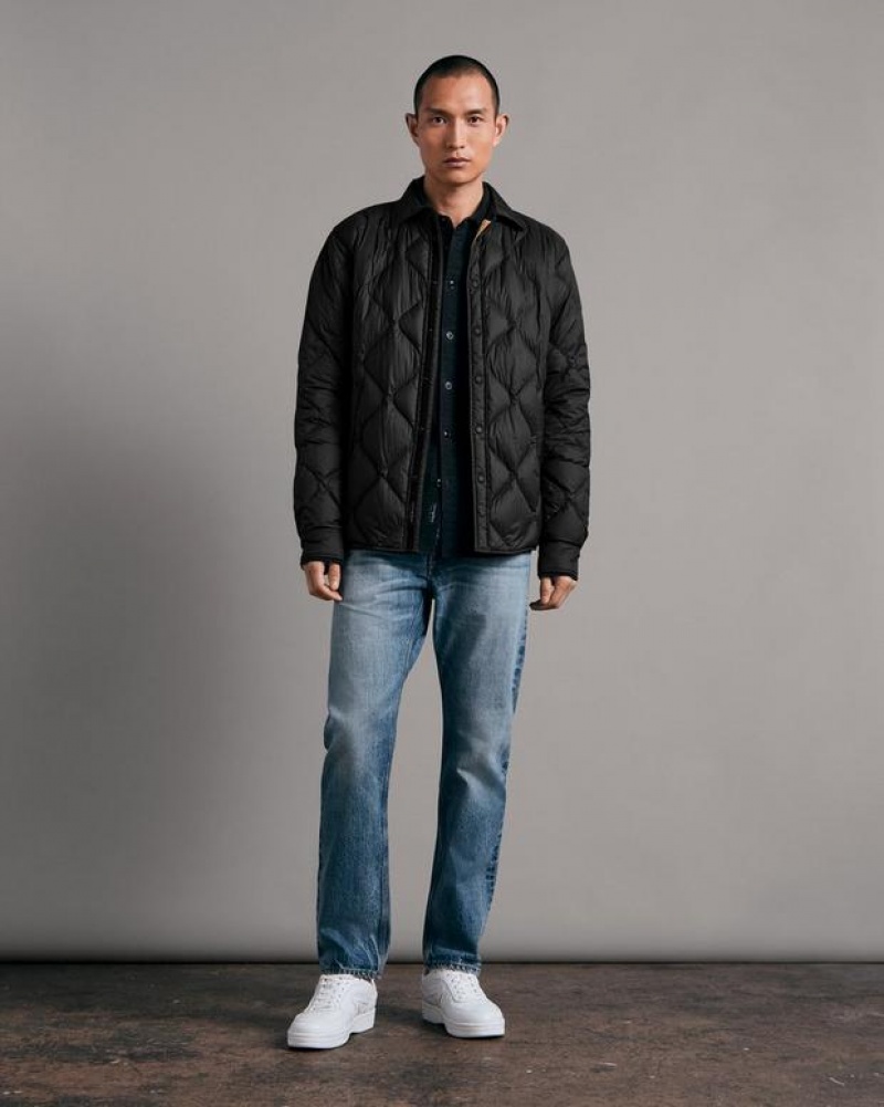 Men's Rag & Bone Padded Dane Nylon Classic Fit Jackets Black | 235RYHWVA