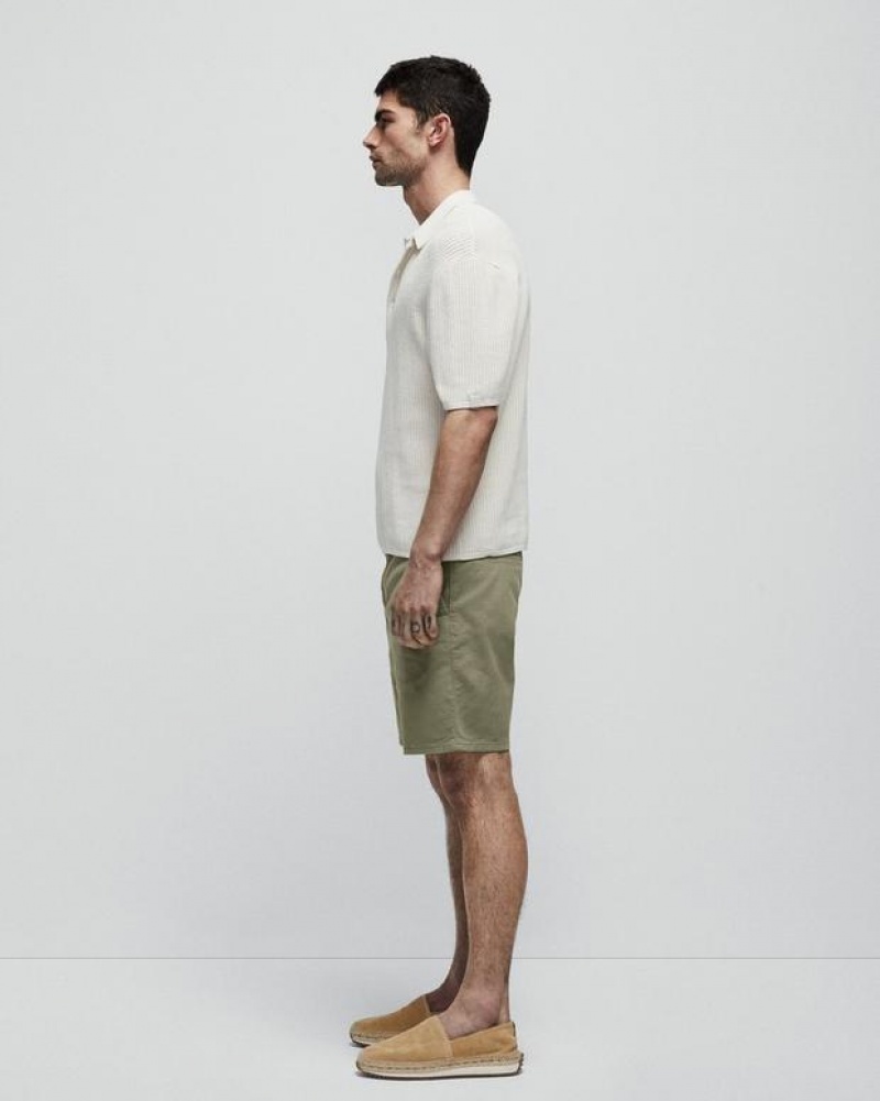 Men's Rag & Bone Perry Cotton Stretch Twill Slim Fit Shorts Pale Army | 192NPMGZQ