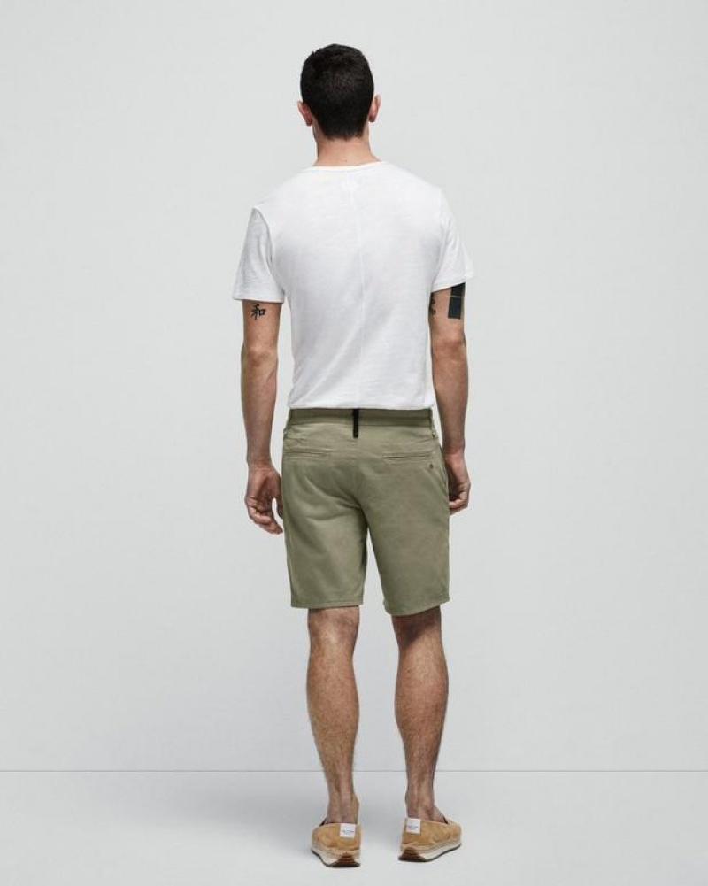 Men's Rag & Bone Perry Cotton Stretch Twill Slim Fit Shorts Pale Army | 192NPMGZQ