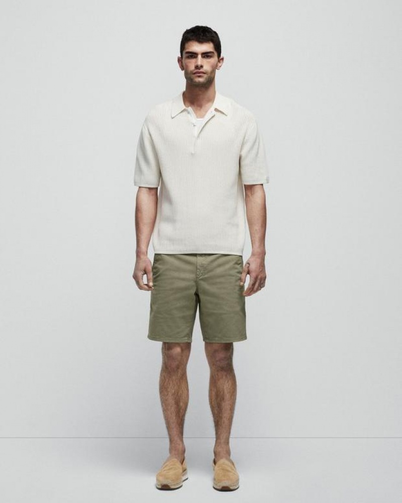 Men\'s Rag & Bone Perry Cotton Stretch Twill Slim Fit Shorts Pale Army | 192NPMGZQ