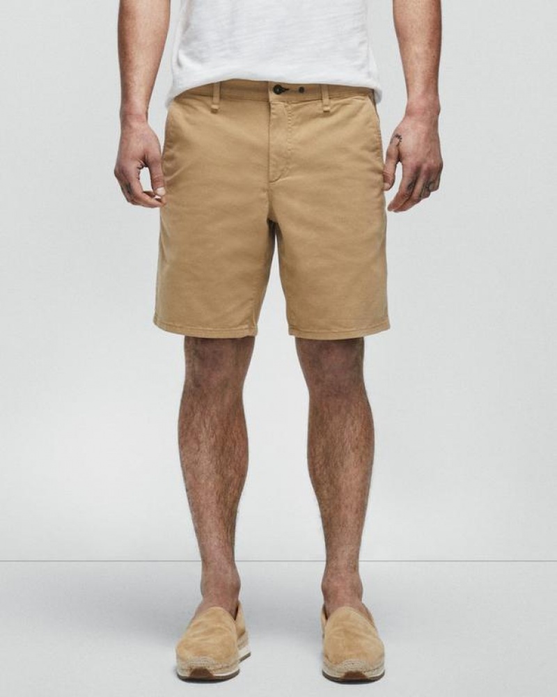 Men's Rag & Bone Perry Cotton Stretch Twill Slim Fit Shorts Cornstalk | 437JHYKNV