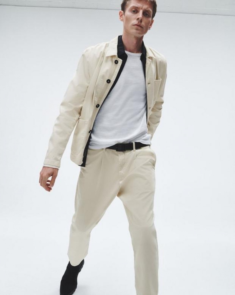 Men's Rag & Bone Pleated Cotton Chino Classic Fit Pants Turtledove | 704GUCIJB