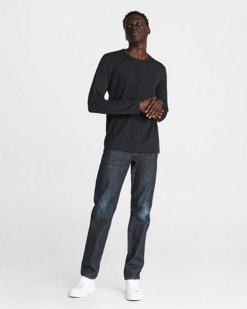 Men's Rag & Bone Pratt Principal Long Sleeve Tee Jersey T-Shirt Black | 675CSNEDX