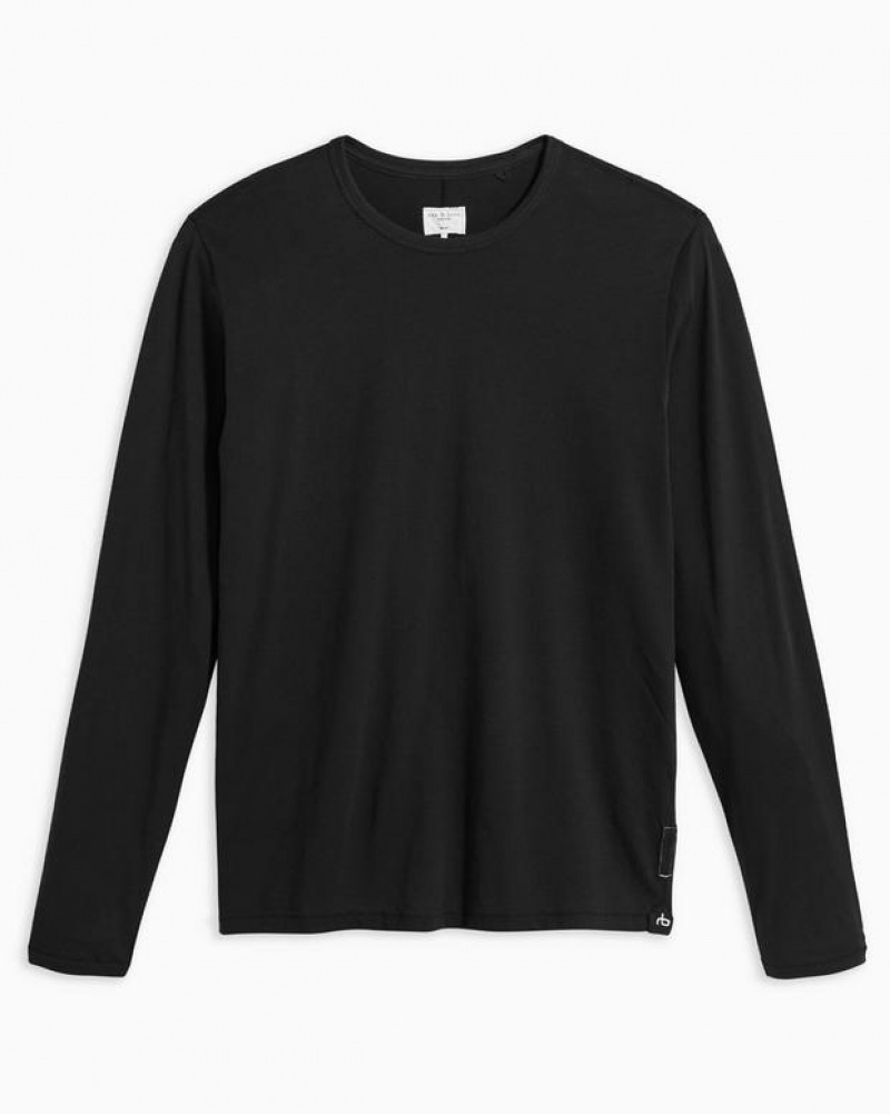 Men's Rag & Bone Pratt Principal Long Sleeve Tee Jersey T-Shirt Black | 675CSNEDX