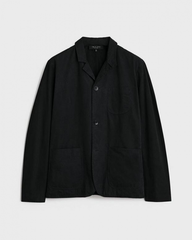 Men's Rag & Bone Prospect Peached Cotton Relaxed Fit Blazers Black | 460VSTYAP