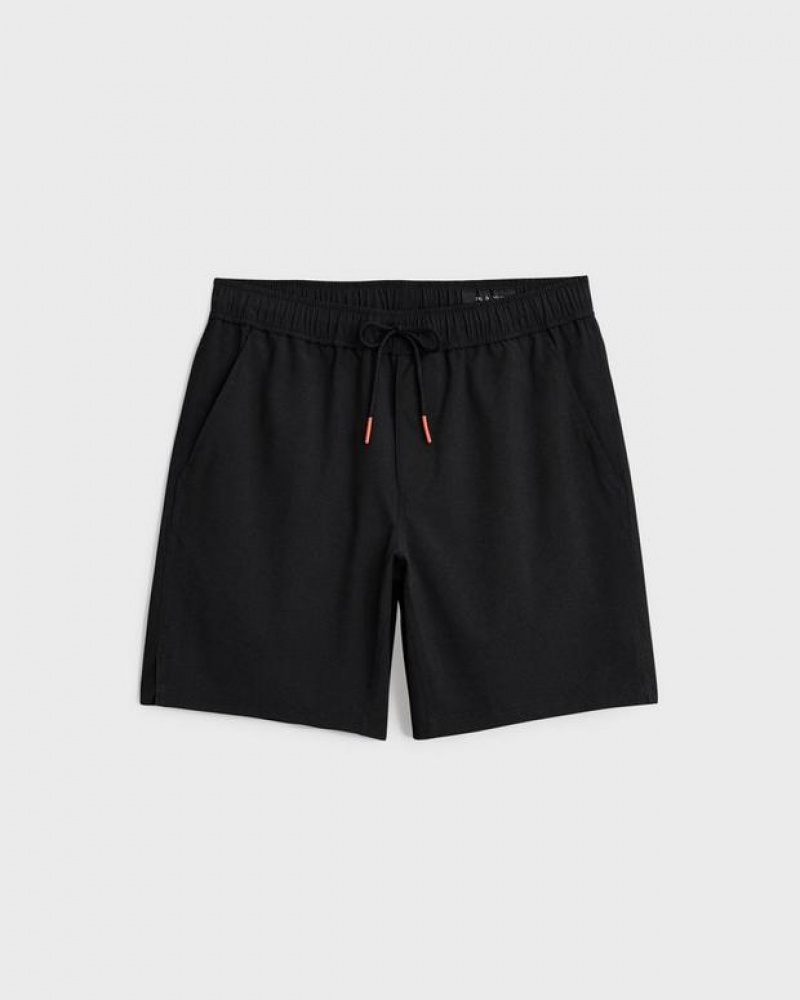 Men's Rag & Bone Pursuit Active Relaxed Fit Shorts Black | 962HJCMLZ