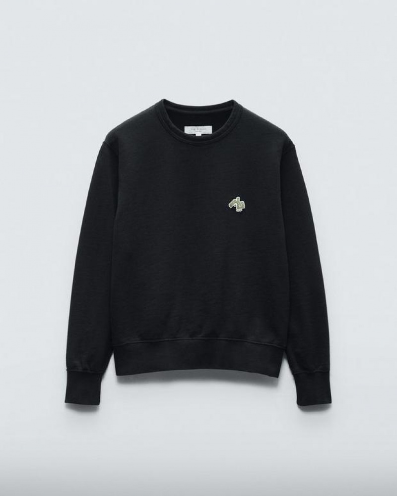 Men's Rag & Bone RB Monster Cotton Relaxed Fit Sweatshirts Black | 905MRHIJG