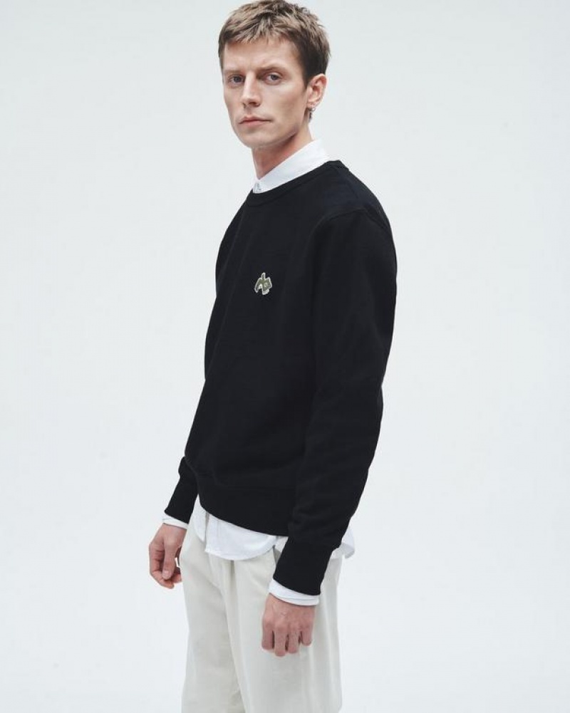 Men's Rag & Bone RB Monster Cotton Relaxed Fit Sweatshirts Black | 905MRHIJG