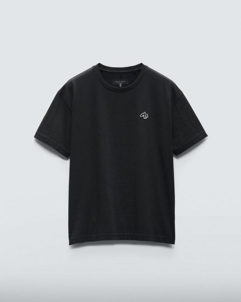 Men's Rag & Bone RB Monster Tee Cotton T-Shirt Black | 107SQONXL