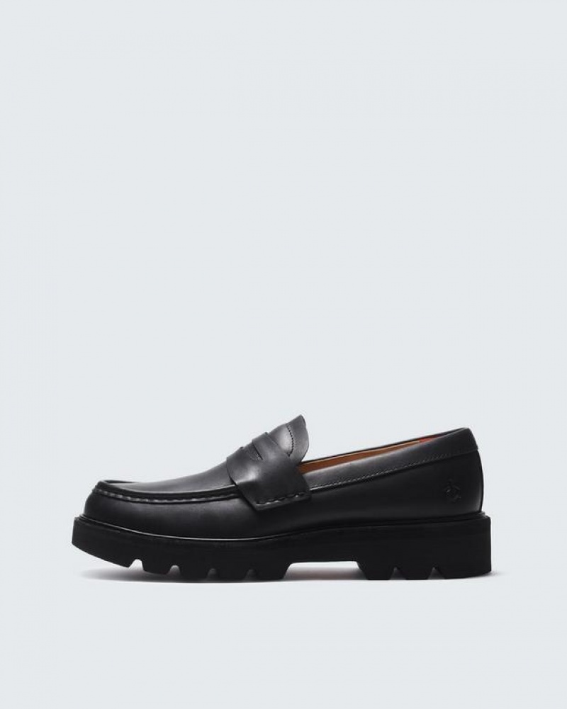 Men\'s Rag & Bone RB - Leather Penny Loafers Black | 038CHTUZF