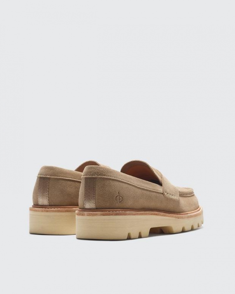 Men's Rag & Bone RB - Suede Penny Loafers Nougat Suede | 627VGHXRI